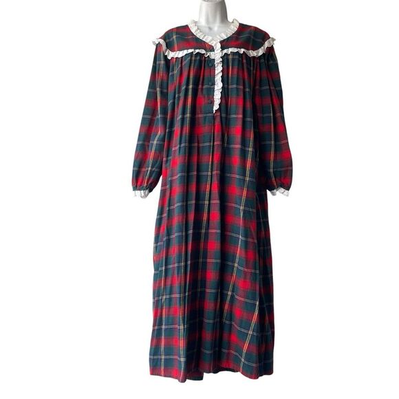Vtg VICTORIA’S SECRET Tartan Plaid Flannel Nightgown Authentic Country Cottons M - Picture 1 of 4